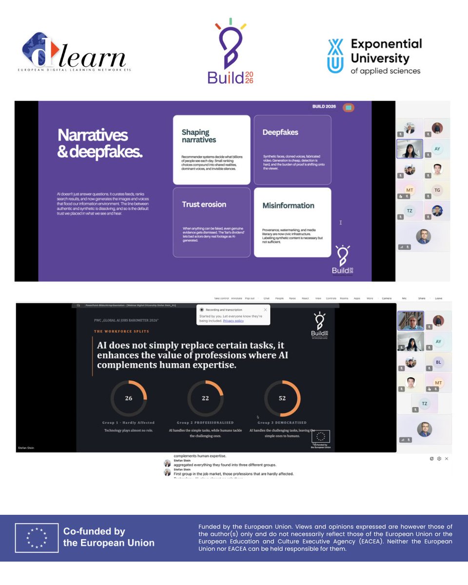 dlearneu's tweet photo. What an extraordinary webinar!
#DigitalCitizenship #ArtificialIntelligence #AI #ResponsibleAI #EUValues #DigitalEducation #HigherEducation #DigitalSkills #AIEthics #Transparency #Fairness #FundamentalRights #CivicParticipation #Innovation #Education #LifelongLearning #Erasmus https://t.co/RU9t9PbWpG