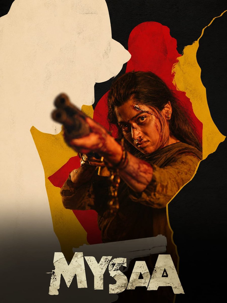 navee_kakarla's tweet photo. Ee stare chalu... villain heartbeat skip ayipothundi! 👀🔫 Absolute killer poster! 🔥 

#RashmikaMandanna #MYSAA #PanIndiaMovie https://t.co/ruHTWtK3yn
