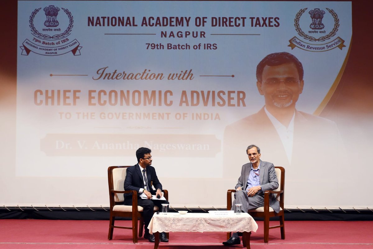 NADT_Official's tweet photo. It was an honour for the National Academy of Direct Taxes, Nagpur, to host Shri V. Anantha Nageswaran, Chief Economic Advisor to the Government of India. (1/2) https://t.co/bFdijwvAWA