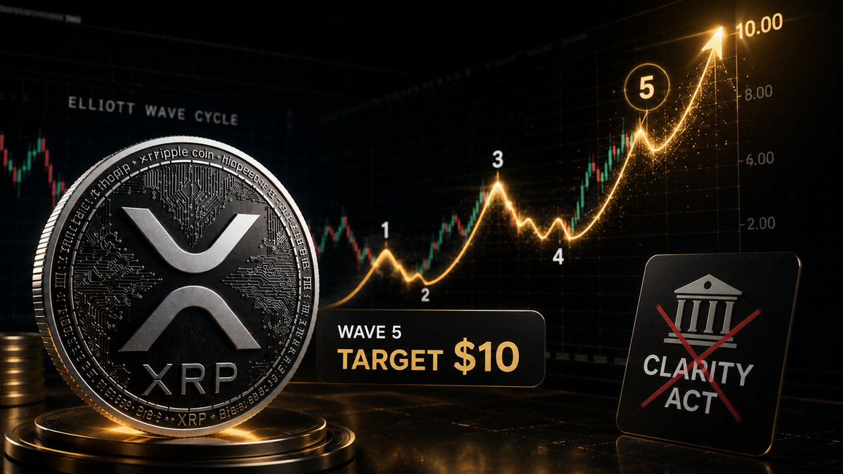 strivex_'s tweet photo. 🚨 Analyst believes $XRP has already entered Wave 5 and says it could reach $10 even if the CLARITY Act isn't passed. https://t.co/J5HozxoLcL