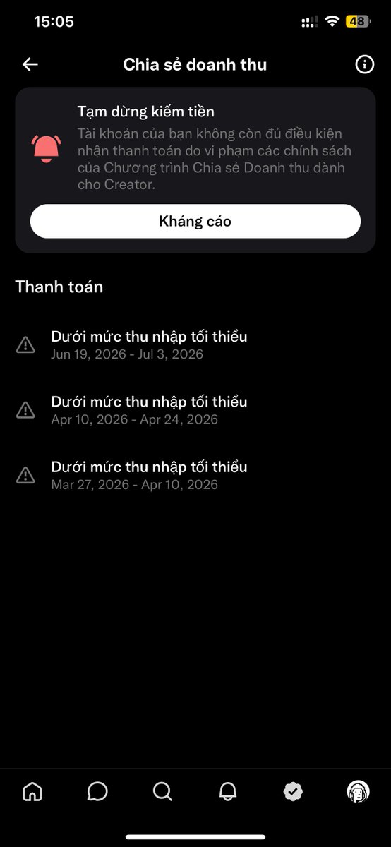duy6_5's tweet photo. Cảm giác như 𝕏 sắp mở lại rồi.

Bị tắt 2 tháng từ ngày 5/5.

Nhưng kỳ paid 19/6-3/7 lại được tính là dưới mức thu nhập tối thiểu??

Là lỗi hay là tính năng. https://t.co/uUc8zc3LoY