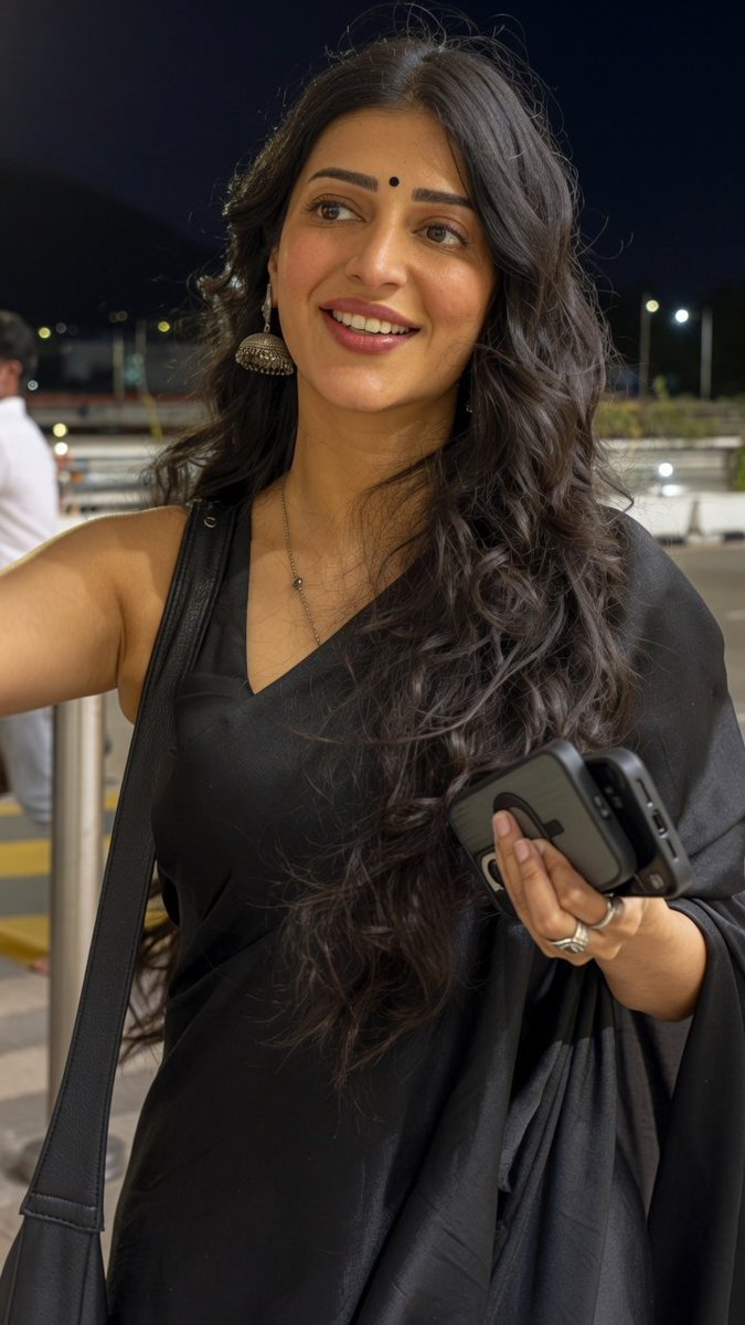 jnvtris's tweet photo. Shruthi Hasan in black saree ..so beautiful in black https://t.co/98Y8FkZ1O3