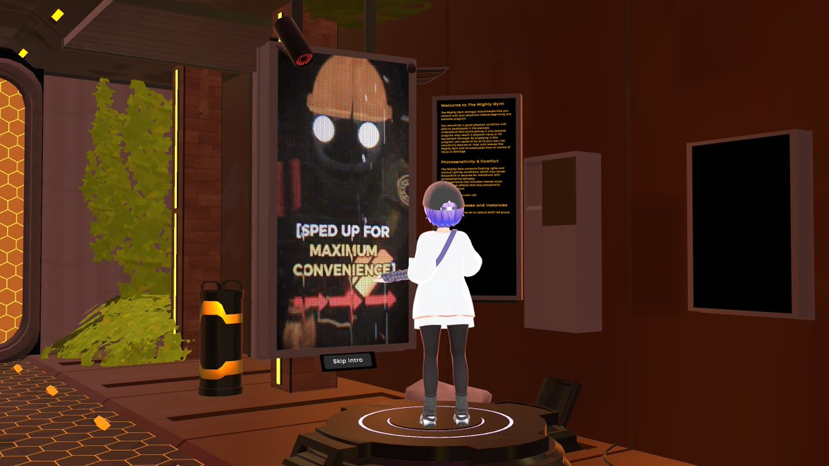 H5T42's tweet photo. ──え？外が気になる？

『The Mighty Gym』

器材を必要としないタイプの運動や自重トレーニングをVRジムへと落とし込んだ一つの完成形。

一人黙々とデイリーをこなすもよし、複数人でわいわいジム活をするもよし、場があるというのは想像以上にモチベーションになります。

#Quest散歩 
#VRChat️ https://t.co/SB9G23MoLJ