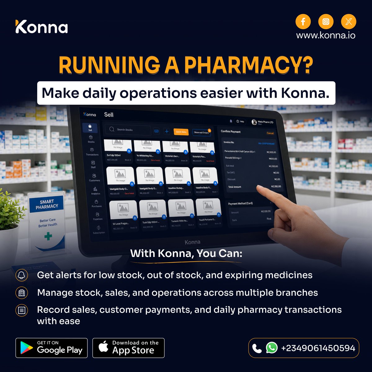 Konnatech's tweet photo. Your pharmacy cares for patients while  Konna cares for your  business operation https://t.co/ozw64EVdhh