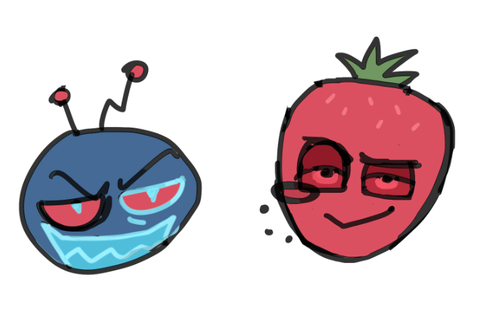 radioshowhosted's tweet photo. "can u draw strawberry alastor and blueberry vox😳" -> is this what you meant anon https://t.co/DODeYsF04Z https://t.co/SRfku2BWfS