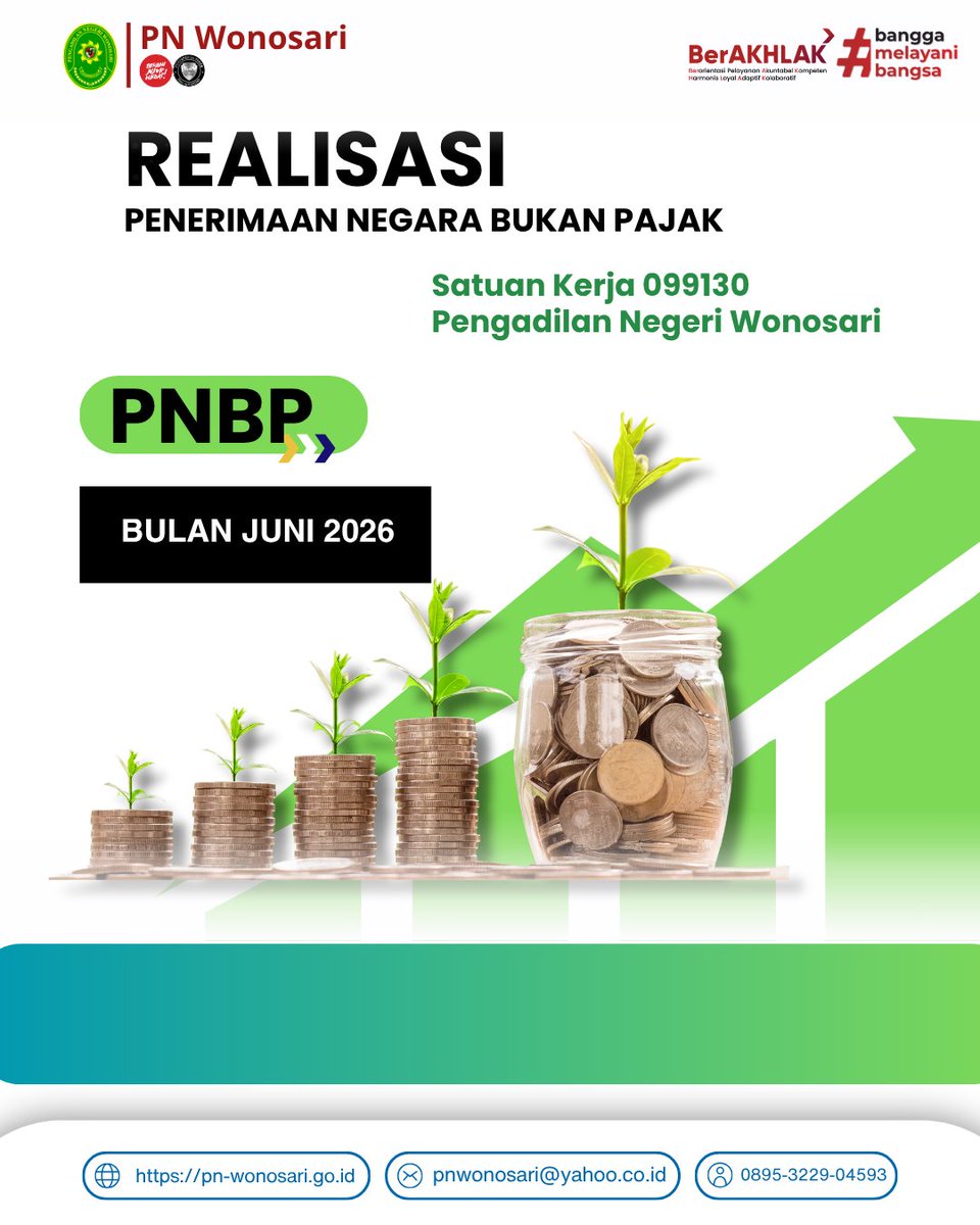 pnwonosari's tweet photo. Penerimaan dan Penyetoran PNBP pada satker 099130 Pengadilan Negeri Wonosari bulan Juni 2026 https://t.co/Nsl1eUgRgy