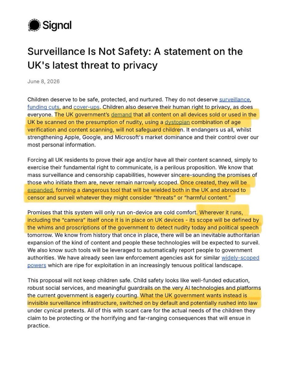 VictoriaHa50399's tweet photo. THIS letter was the Signal App response to the TYRANNY of the UK Government!

It is a great read! https://t.co/OuyimKeN31