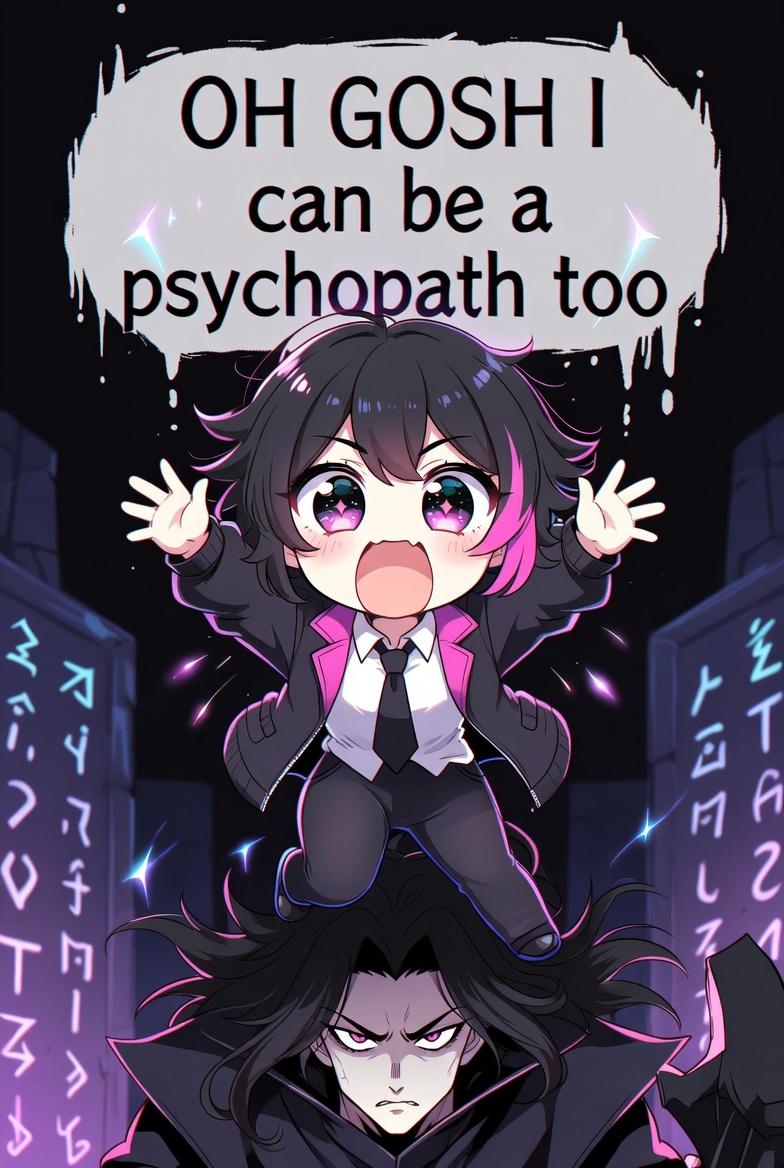 DarkFlipp's tweet photo. "OH GOSH I can be a psychopath too" Says Extra Emily, local ESFP who is competitive

Okay fine, let's see how you would handle murders at our cult

"SIGN ME UP BUCKO" OH GOSH hahaha OH GOSH

But there's a problem
 
"Weee wooohhhh I'm going nuts here OH GOSH, we just murdered a child because we had no other choice"

"Sigh...' Says Athena Walker

"Emily, it was them our us, he was going to take revenge" says the PSYCHOPATHIC ESTP kyootbot, local engineer