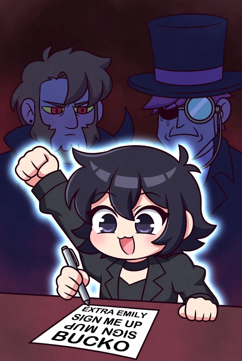DarkFlipp's tweet photo. "OH GOSH I can be a psychopath too" Says Extra Emily, local ESFP who is competitive

Okay fine, let's see how you would handle murders at our cult

"SIGN ME UP BUCKO" OH GOSH hahaha OH GOSH

But there's a problem
 
"Weee wooohhhh I'm going nuts here OH GOSH, we just murdered a child because we had no other choice"

"Sigh...' Says Athena Walker

"Emily, it was them our us, he was going to take revenge" says the PSYCHOPATHIC ESTP kyootbot, local engineer