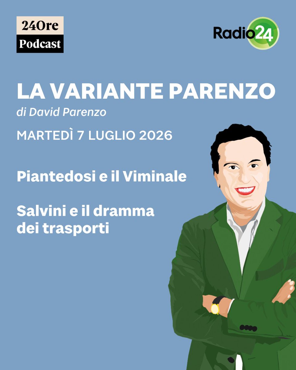 Radio24_news's tweet photo. Ascolta la puntata de #lavarianteParenzo di oggi #7luglio 
. 
Clicca qui ▶️ https://t.co/iPHKsKIWY4 
.
@DavidParenzo #Piantedosi #Viminale #Salvini #trasporti https://t.co/5jA1kGStEl