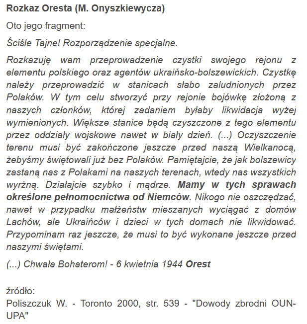 JAmczynski's tweet photo. @falledlenin Mirosław Onyszkiewicz - zbrodniarz UPA jest bezpośrednio odpowiedzialny za wydanie rozkazu mordowania polaków. https://t.co/Qri2WxJQWp