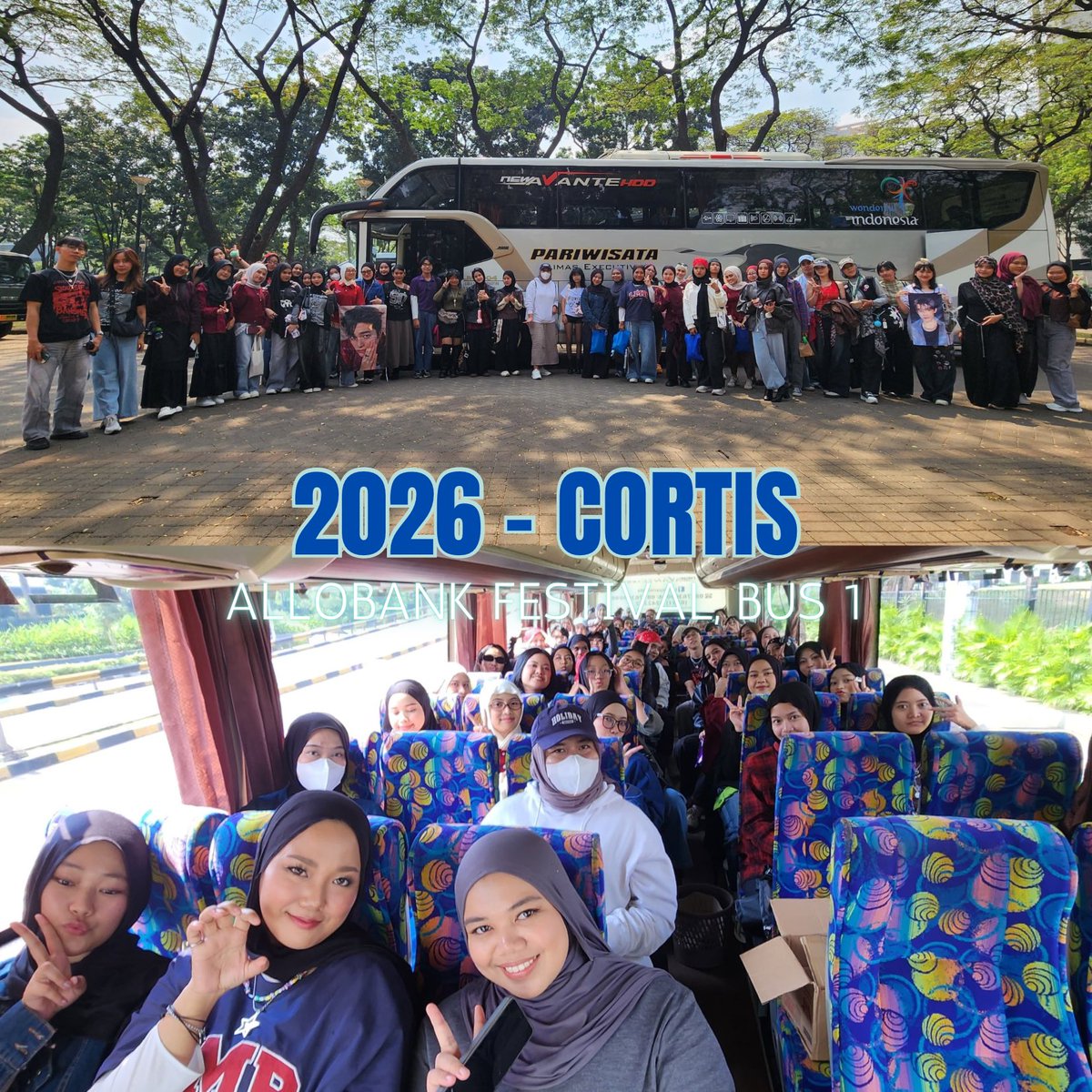 ConcertMateID's tweet photo. 🚌 TRIP KONSER BOGOR - ALLOBANK FESTIVAL 2026 with CORTIS - in JAKARTA 🚌

BUS 1 & 2

YEAYYY!!! Perdana nganter COER Bogor ketemu sama bujangsss🥳🎉 semoga disegerakan konser world tour itu di jakarta weeeyyyy warga kelen BANYAAAKKKK BANGET cc: @cortis_bighit 

Rekam jejak konser sejak 2017:
🖇️ https://t.co/EPppVPGpyB

Selagi ada ConcertMate, jangan takut ngonser sendirian!🥳

#AlloBankFestival2026 #ALLOFEST #concertmatetrip