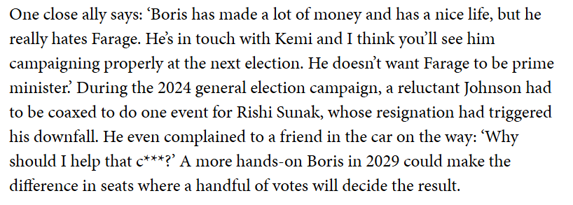 Con_Tomlinson's tweet photo. Priti Patel was Home Secretary during the Boriswave, and described the millions of Indians she imported as "living bridges" back to Modi's government. She is still Kemi's Shadow Foreign Secretary.

Boris himself is planning a return to politics, spoke at the opening of the Conservatives' new headquarters, is in regular contact with Kemi, and plans to campaign in 2029.

Kemi herself called for the abolition of caps on work and study visas in 2018.

The Tories haven't changed. They will betray us again. They just hope that you haven't noticed that the same demographic vandals are still sitting at the head table.