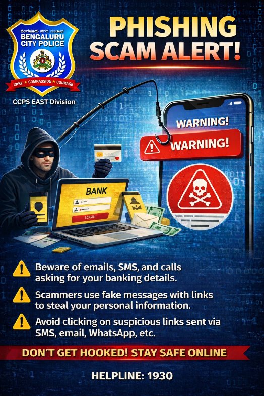 cenpseastbcp's tweet photo. CCPS EAST  DIVISION, SHIVAJINAGAR 

📞 National Cybercrime Helpline

Toll-free number: 1930 — for reporting cybercrime and financial online fraud.

National Cybercrime Reporting Portal: https://t.co/O2NieyR9fu https://t.co/pISZ46pJXa