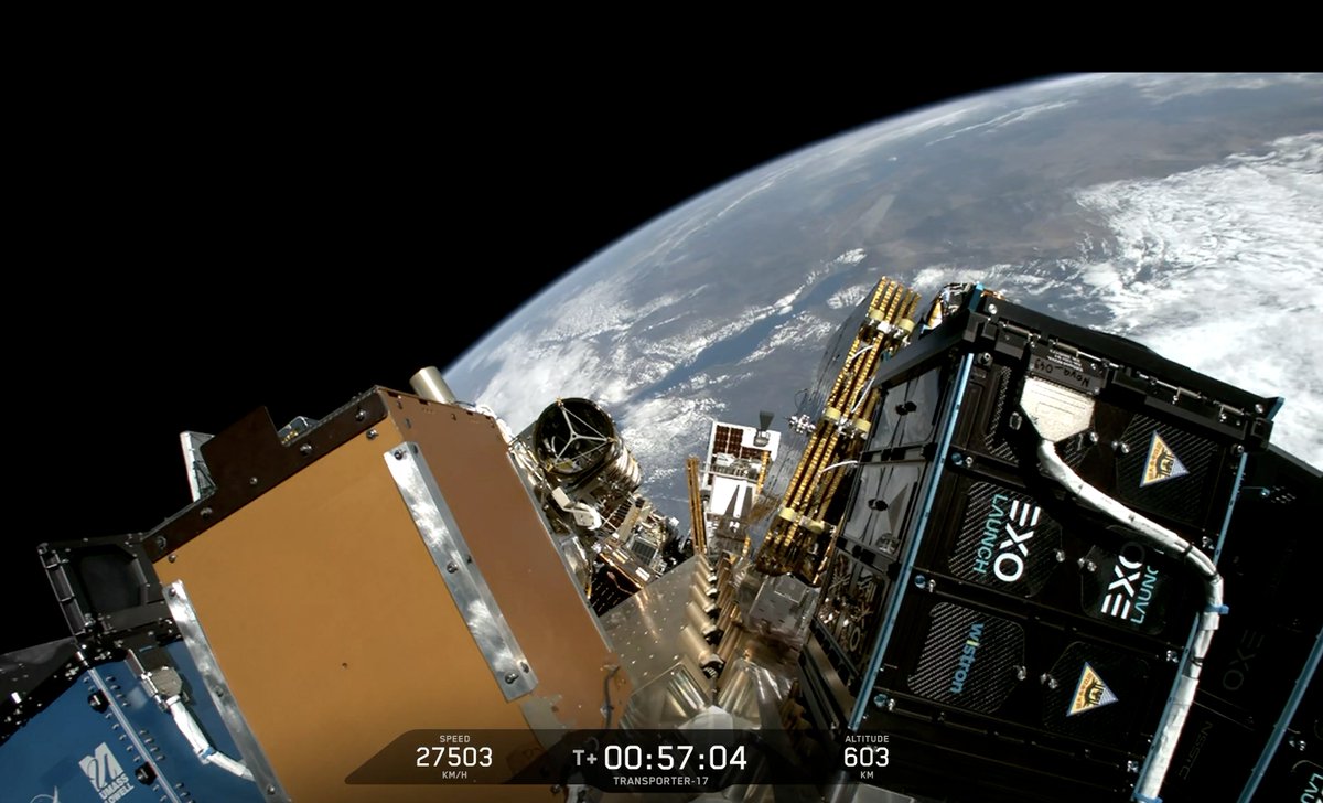 davidtphung's tweet photo. so peaceful and beautiful watching the payloads being deployed by @SpaceX transporter-17 and with our beautiful home planet Earth in the background. i mean, look at the nile river from space. https://t.co/pUUIlrVO6m