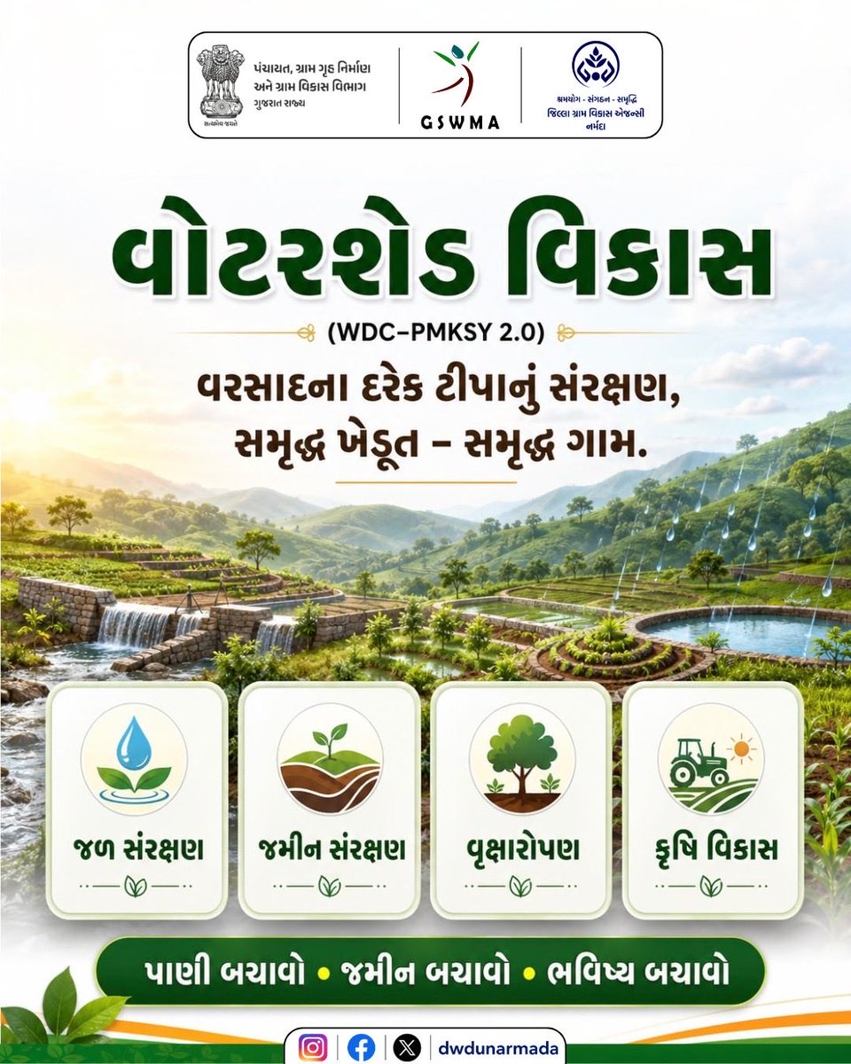 narmadadwdu's tweet photo. 💧 દરેક ટીપાનું સંરક્ષણ એટલે સમૃદ્ધ ખેડૂત અને સમૃદ્ધ ગામ.
પાણી બચાવો • જમીન બચાવો • ભવિષ્ય બચાવો.
#WatershedDevelopment #pmksy #WaterConservation #savewater #crdgujarat
@CMOGuj @crdgujarat1 @gswmaguj https://t.co/nQ7hQAsJAj