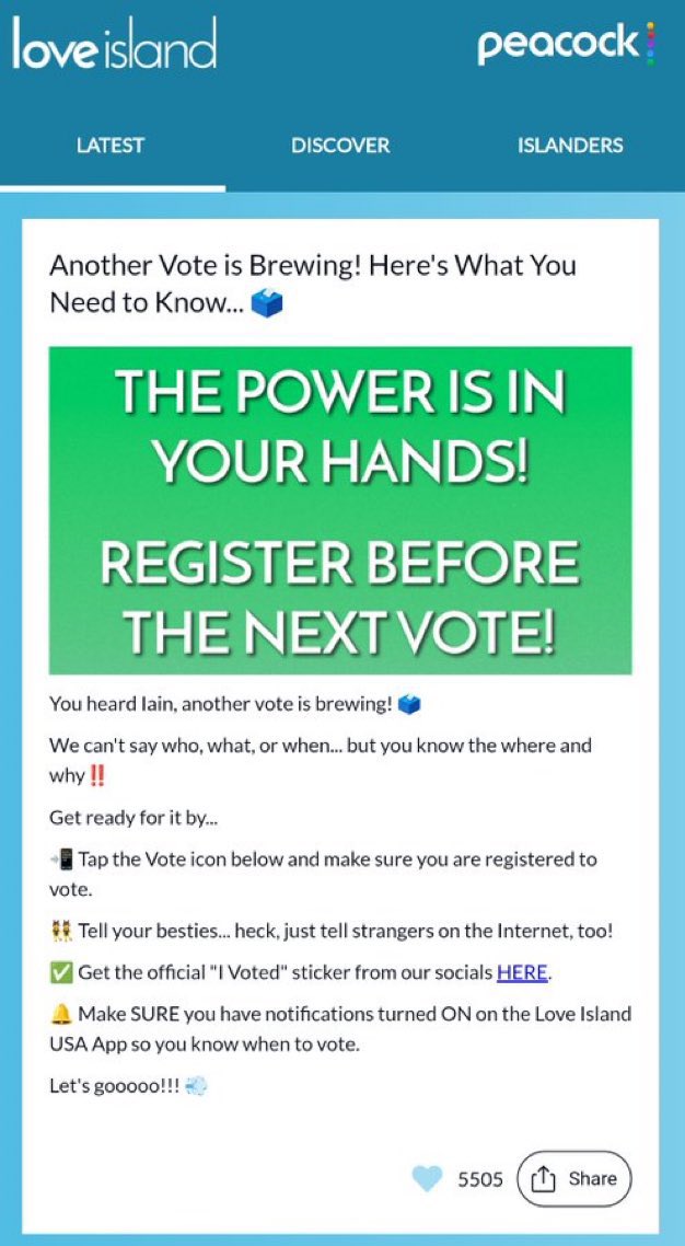 TheGoldenHun's tweet photo. KC FC , if you haven’t downloaded the app yet, please do so from the app store or google play and register before the next vote. Don’t wait until voting day, it takes a few minutes. Let’s be ready when it is time to vote !#loveislandusa https://t.co/92rlTyFgTA