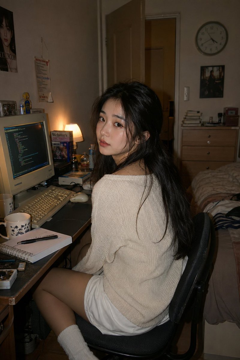 Retro Y2K Computer Workspace Portrait