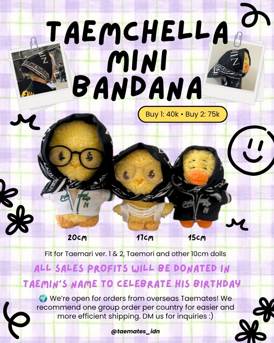 taemates_idn's tweet photo. 🖤 𝙏𝘼𝙀𝙈𝘾𝙃𝙀𝙇𝙇𝘼 𝙈𝙄𝙉𝙄 𝘽𝘼𝙉𝘿𝘼𝙉𝘼 🖤

Order here:
🔗 https://t.co/7xsdTUuwnI

🌏 Ships Worldwide
📦 Sequential shipping starts 15 July 2026

🎂 All profits will be donated in Taemin’s name for his birthday

💌 DM for inquiries

#TAEMIN #태민
#TAEMCHELLA_MINI_BANDANA https://t.co/m4ZwCbywnP