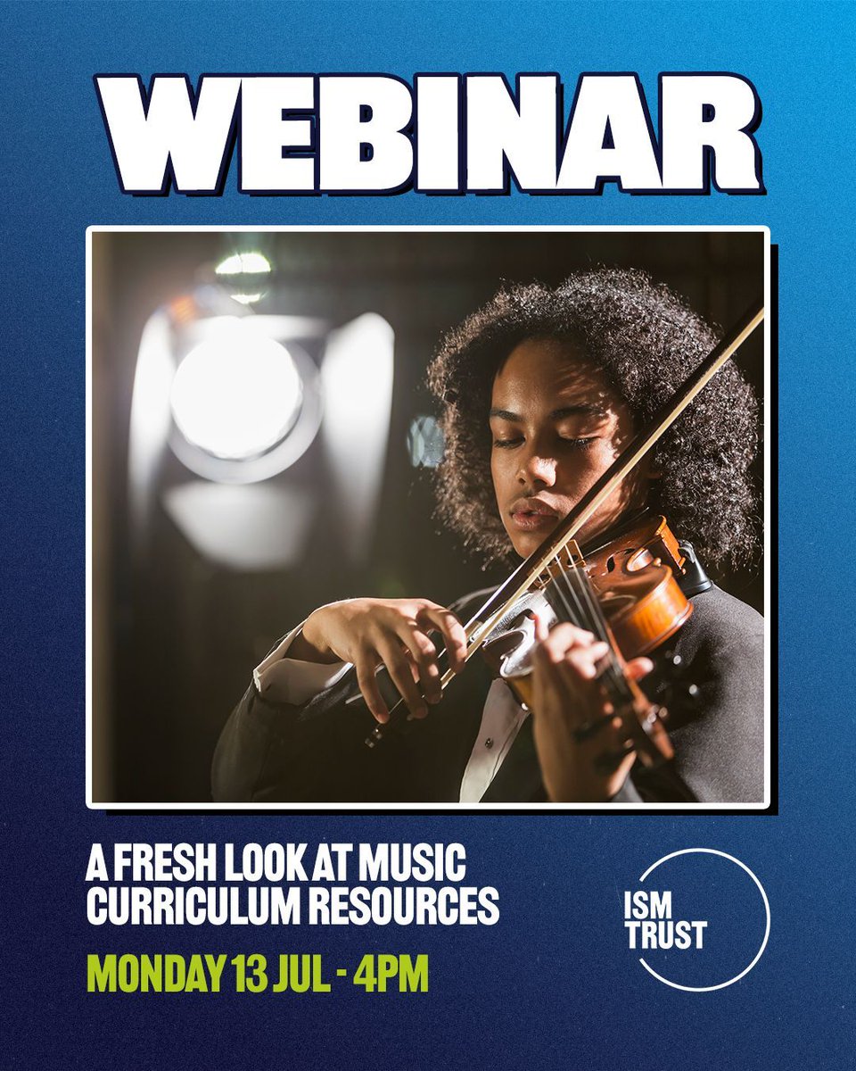 ISM_music's tweet photo. Music educators 📣 

Join us next week for a chat with Simon Toyne and Liz Dunbar, as we explore music curriculum resources ahead of the next academic year.

Sign up to our free webinar today ⬇️ 
https://t.co/0QaTXKODIu https://t.co/EMnt6lnZvx