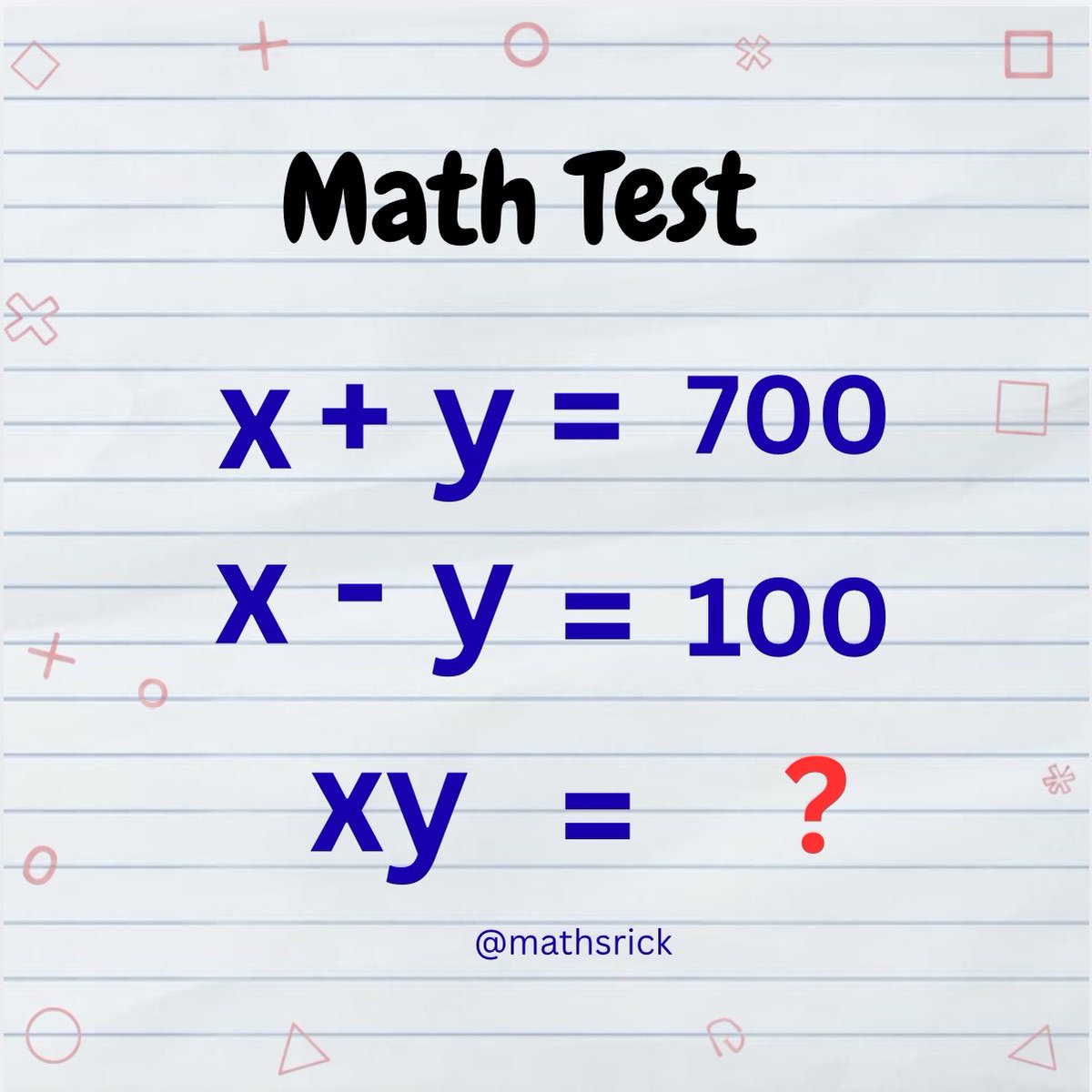 Post by Mathsrick on X: xy = ??
