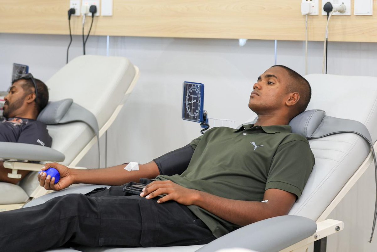 PoliceMv's tweet photo. Today, the Maldives Women in Policing, together with Police Medical Services, organized a blood donation program at Orange Hiyaa, Hulhumalé, to mark World Blood Donor Day.

The initiative aimed to strengthen the spirit of giving among our officers while supporting children and others in our community who rely on lifesaving blood donations. We extend our sincere appreciation to everyone who took part and contributed to this meaningful cause. Every donation has the power to save lives.