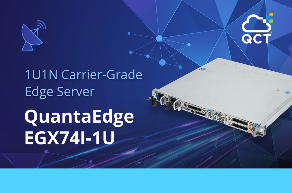 QuantaQCT's tweet photo. Powered by a single #IntelXeon CPU with #vRAN Boost, the #QuantaEdge EGX74I-1U delivers exceptional throughput and energy efficiency. As an ideal CU/DU for regional radio networks, it enables real-time #5G performance on virtualized infrastructure.
🔗 https://t.co/OPrdlhnwPc https://t.co/7itFwRkwWK