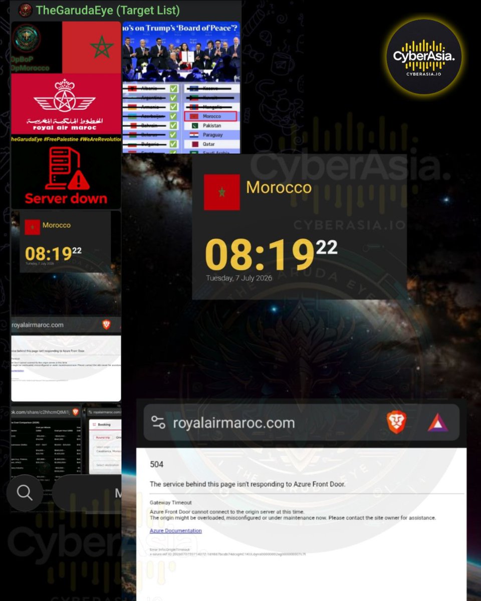 cyberasia_io's tweet photo. 🚨 Morocco Alert 🇲🇦
Pro-#Palestine hacktivist group #TheGarudaEye has claimed responsibility for a #DDoS (Distributed Denial of Service) attack on https://t.co/NlxNaeHTEN, the official website and booking platform of #RoyalAirMaroc, #Morocco’s national airline.
#HackerNews https://t.co/2X0Ghx3TeT