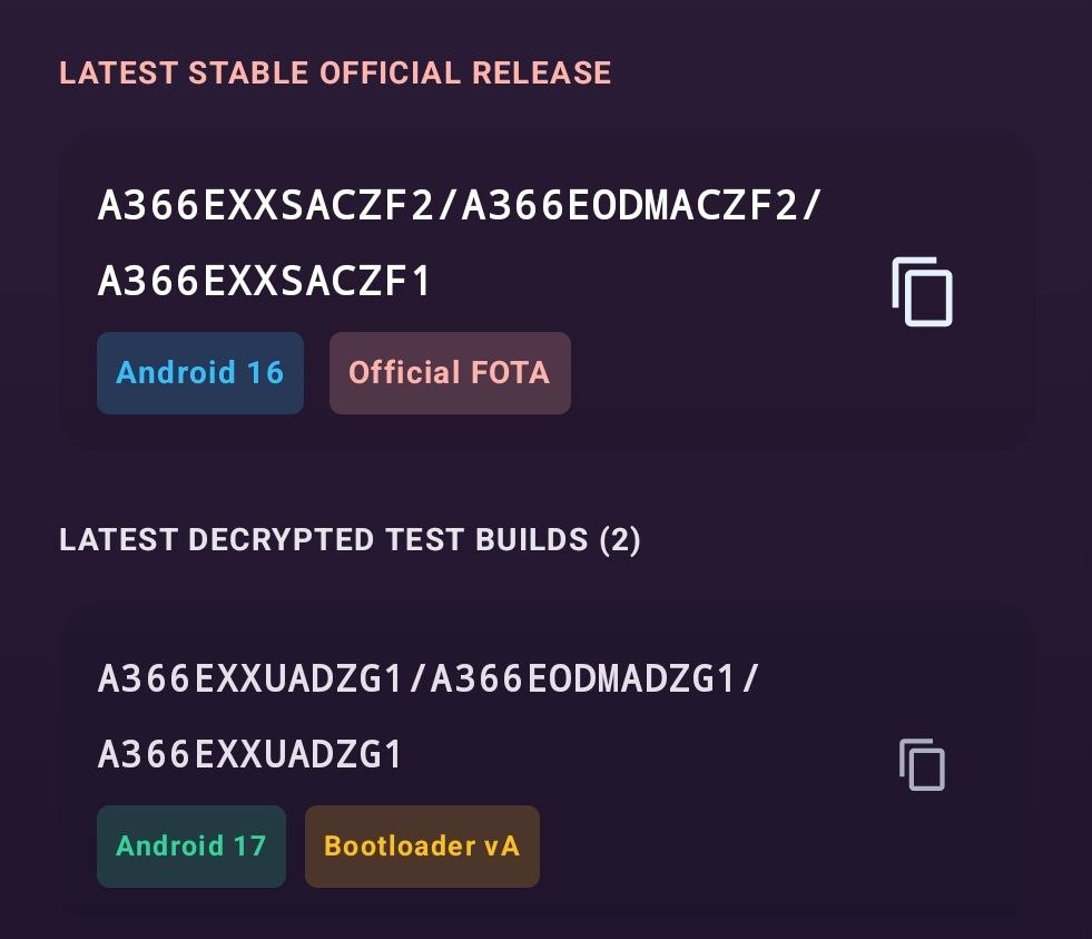 tarunvats33's tweet photo. Great news!

Galaxy A36 (SM-A366E): The first One UI 9 build has now been spotted on the test server with Build Version A366EXXUADZG1/A366EODMADZG1/A366EXXUADZG1.

Samsung has officially started internal One UI 9 testing for the Galaxy A36 (E model).

Repost https://t.co/wGUdZb3iUh
