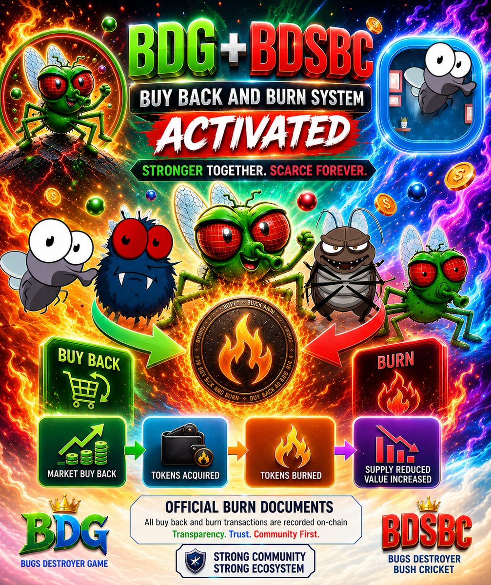 BugsGame83515's tweet photo. 🔥 BUY BACK & BURN SYSTEM IS ACTIVETED AGAIN! 🔥

✅ Our Buy Back & Burn System has been activated again.

🔥 1,000,000 BDG (1.3M Pepu worth 100$) tokens have been bought back from the open market and permanently burned.

Every Buy Back reduces the circulating supply.
Every Burn increases scarcity.
Every transaction strengthens the ecosystem.
This is just the beginning of our long-term deflationary strategy, designed to create sustainable value for our holders and support the continued growth of the BDG ecosystem.
🔍 Full transparency is our commitment. Every Buy Back & Burn transaction will be publicly verifiable on-chain.

Transaction:
Pepe Unchained Mainnet transaction 0x4d782c9ce9f25fa823731bb6a0d66d19a53cd849e53ca12c4cc45c8258827d9b

🔥 Buy Back. Burn. Reduce Supply. Increase Value.

#BDG #BDSBC #Buyback #Burn #Deflationary #Crypto #Ethereum #GameFi #Web3 #DeFi