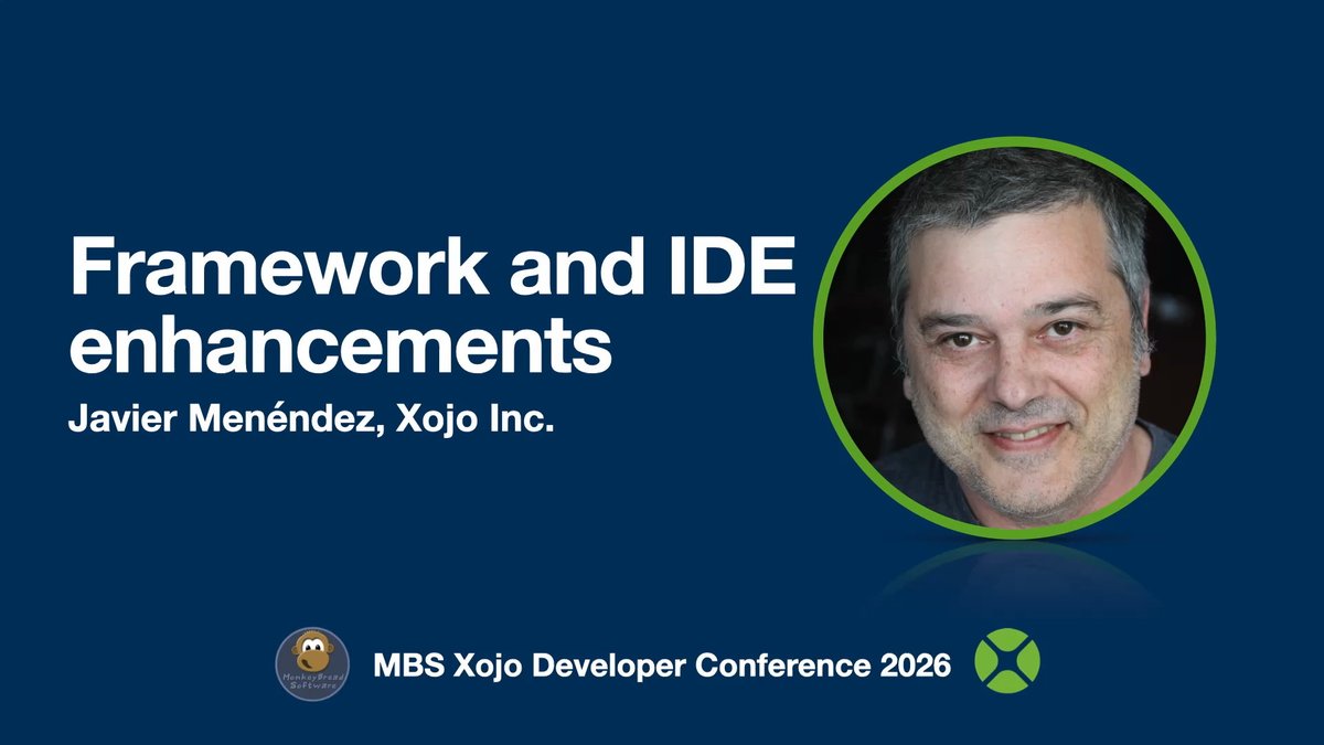 MBSPlugins's tweet photo. MBS #Xojo Conference 2026 - Framework and IDE enhancements

We recorded the presentations at the MBS Xojo Conference in April 2026 and here is the video about Framework and IDE enhancements with Javier Menéndez.

https://t.co/KZFAjCW1av https://t.co/Pk5ZxhRTje