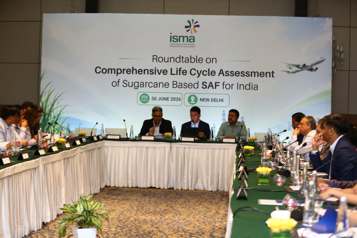 teriin's tweet photo. TERI presented the findings of its landmark study, the ‘Comprehensive Life Cycle Assessment (LCA) of Sugarcane-based Sustainable Aviation Fuel (SAF) for India’, at an @IndiaIsma-convened roundtable in New Delhi. Commissioned by ISMA and executed by TERI, this first-of-its-kind study establishes a rigorous, India-specific LCA framework. By leveraging data from nationwide sugar mills, the study provides a robust, scientific basis for assessing greenhouse gas emissions across India’s ethanol-to-jet pathway, aligning domestic production with ICAO’s CORSIA framework.
Bringing together policymakers, airlines, and tech providers, this collaborative breakthrough delivers the data needed to anchor a globally competitive SAF ecosystem and drive the evidence-based transition required to meet India’s SAF blending targets of 1 per cent by 2027, 2 per cent by 2028, and 5 per cent by 2030.

@deepakballani I @RSB_org  I @DGCAIndia 

#SustainableAviation #SAF #Bioenergy #Sustainability #CleanTech #NetZero #TERI #ISMA