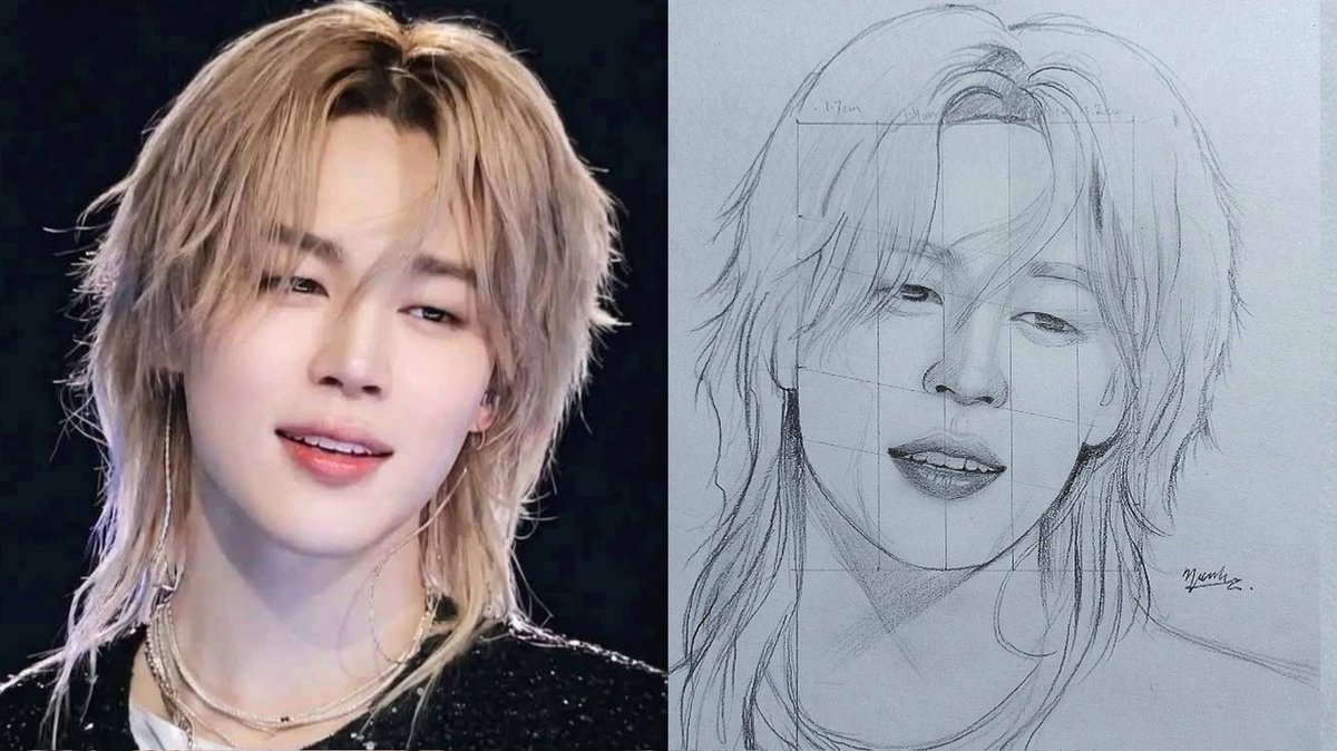 MeeshaAli6's tweet photo. Reference vs Drawing #jimin #bts https://t.co/12ZQtRb34g