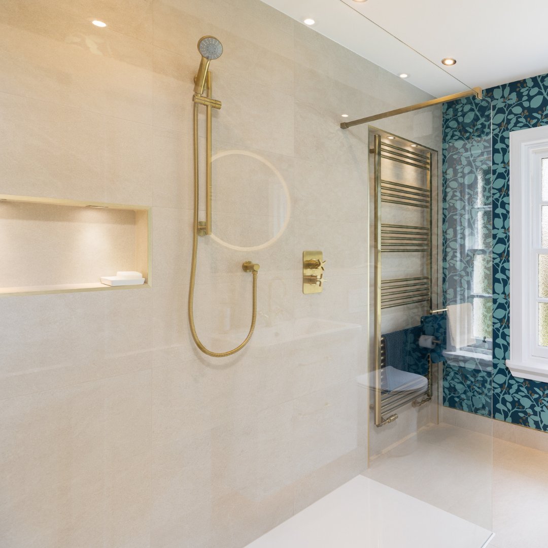 bathcoperth's tweet photo. Our team completed this beautiful bathroom renovation in Cupar, combining Harlequin wallpaper, a neutral colour scheme and brushed-brass fixtures to create an elegant and inviting bathroom.

Visit our award-winning showroom in Edinburgh and Perth for design ideas and inspiration. https://t.co/zWZ0BVF5AE