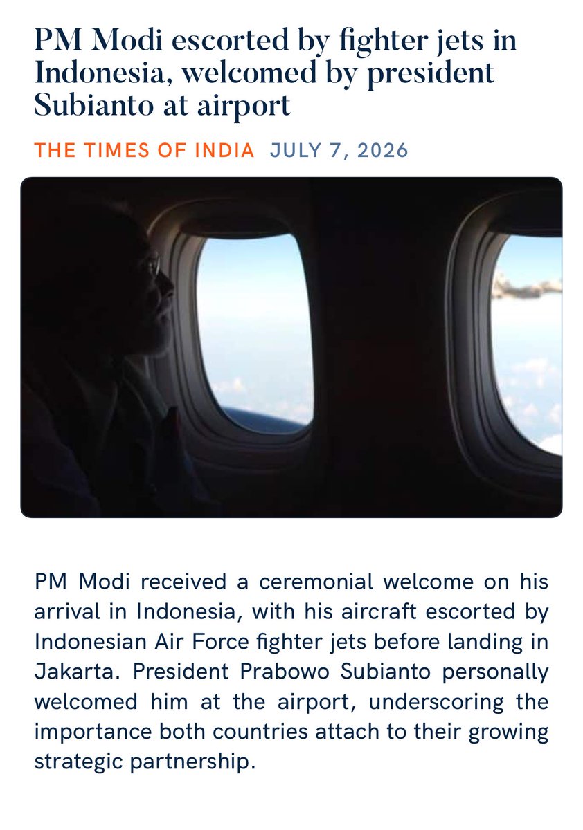 PandaJay's tweet photo. PM Modi escorted by fighter jets in Indonesia, welcomed by president Subianto at airport 
https://t.co/8hfTP759Sh

via NaMo App https://t.co/2ZEEbt5DQm
