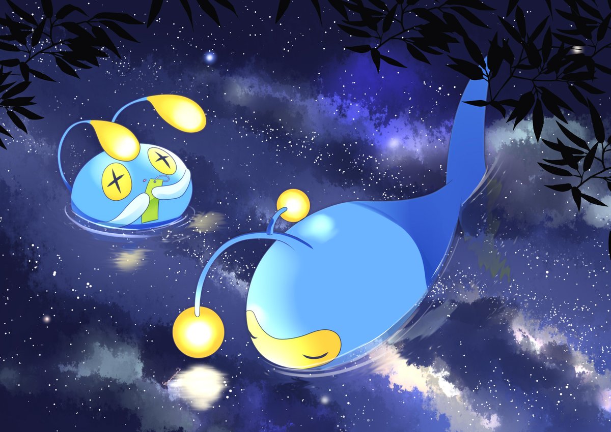 namazun2's tweet photo. たなばた🎋
天の川泳いでみたいね、らんちゃん！ちーちゃん！💫✨🐋
#Lanturn #Chinchou https://t.co/TisZQnM8IL