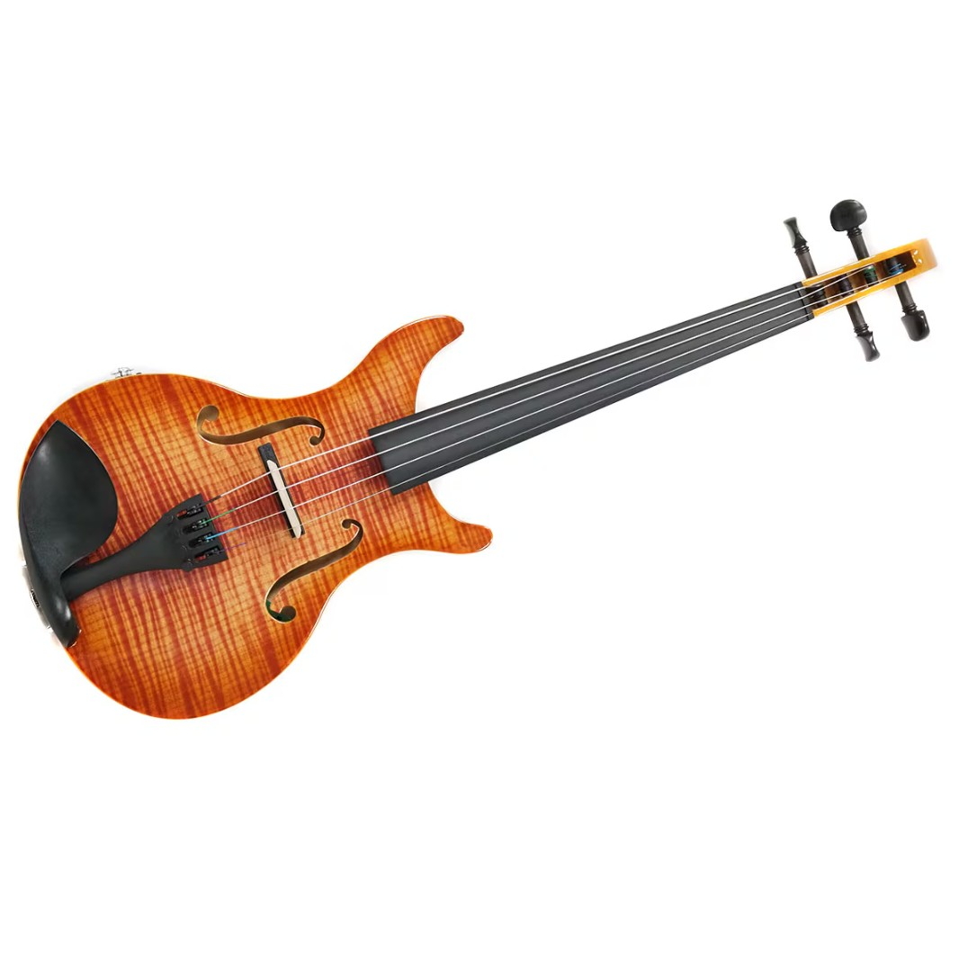 Soundhouse_jp's tweet photo. セミアコな見た目が特徴のエレキバイオリンが新登場！

カラーはブラウンとブルーの2種類。ドイツのShadow製ピックアップを搭載しており、鮮明なバイオリンの音をお楽しみいただけます。ステージ映え間違いなしの見た目もおすすめです！