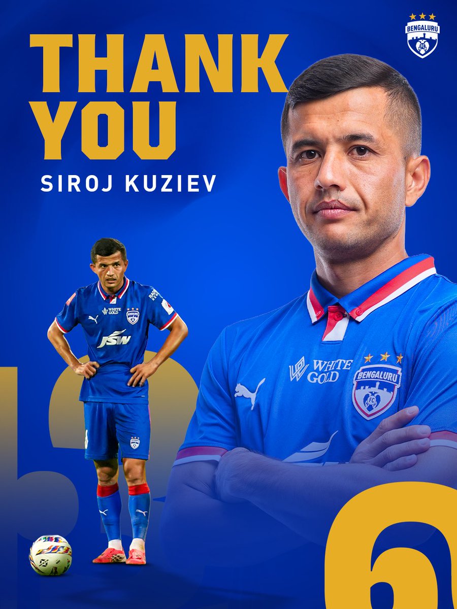 bengalurufc's tweet photo. A solid season in blue.  👊

Bengaluru FC would like to thank midfielder Sirojiddin Kuziev for all his efforts during his time at the club and wish him the best for whatever comes next. 

Go well, Siroj. 💙

#WeAreBFC https://t.co/V2ckkIVBjg