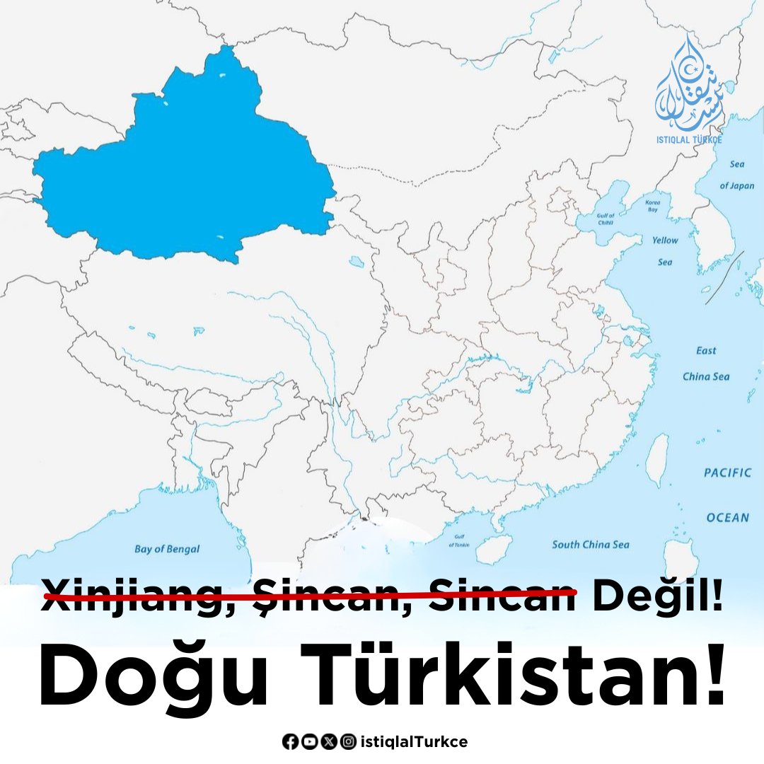 IstiqlalTurkce's tweet photo. X̶i̶n̶j̶i̶a̶n̶g̶,̶ ̶Ş̶i̶n̶c̶a̶n̶,̶ ̶S̶i̶n̶c̶a̶n̶ ̶D̶e̶ğ̶i̶l̶!̶
Bu memleketin adı 𝗗𝗼ğ𝘂 𝗧ü𝗿𝗸𝗶𝘀𝘁𝗮𝗻!     
#Uygur #Soykırım #DoğuTürkistan #İnsanHakları #İşgal #Özgürlük https://t.co/6sLpT17wox