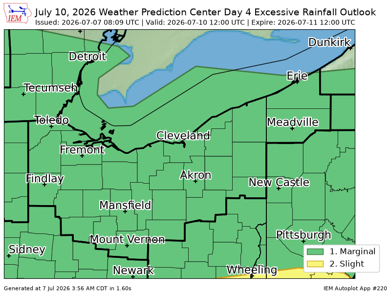 HuntersWx's tweet photo. WPC issues Day 4 Marginal Risk Excessive Rainfall Outlook at Jul 7, 8:09z for CLE https://t.co/NYJgODLAFG https://t.co/DAyj3nwem3