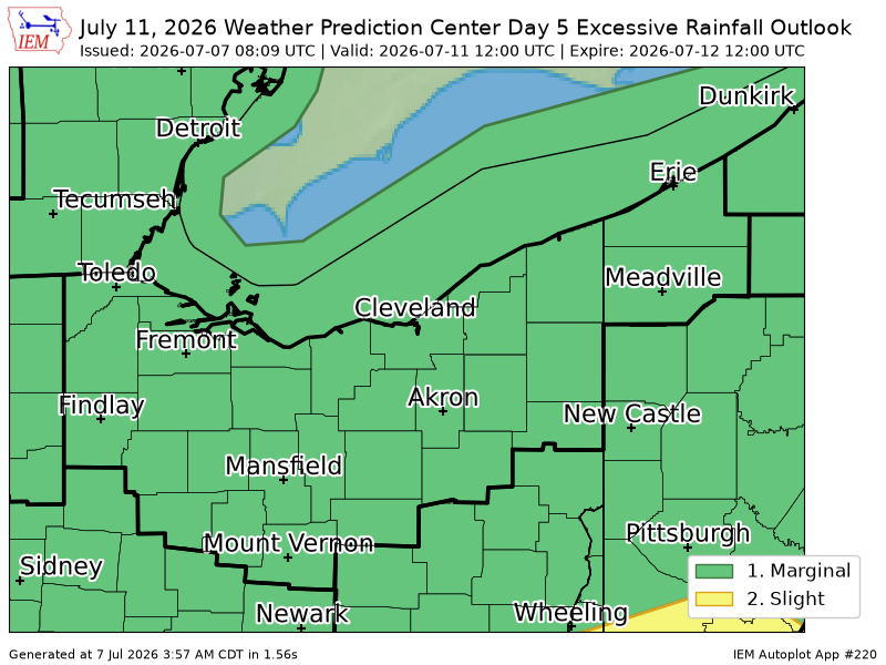 HuntersWx's tweet photo. WPC issues Day 5 Marginal Risk Excessive Rainfall Outlook at Jul 7, 8:09z for CLE https://t.co/NYJgODLAFG https://t.co/d4t44KE4oZ