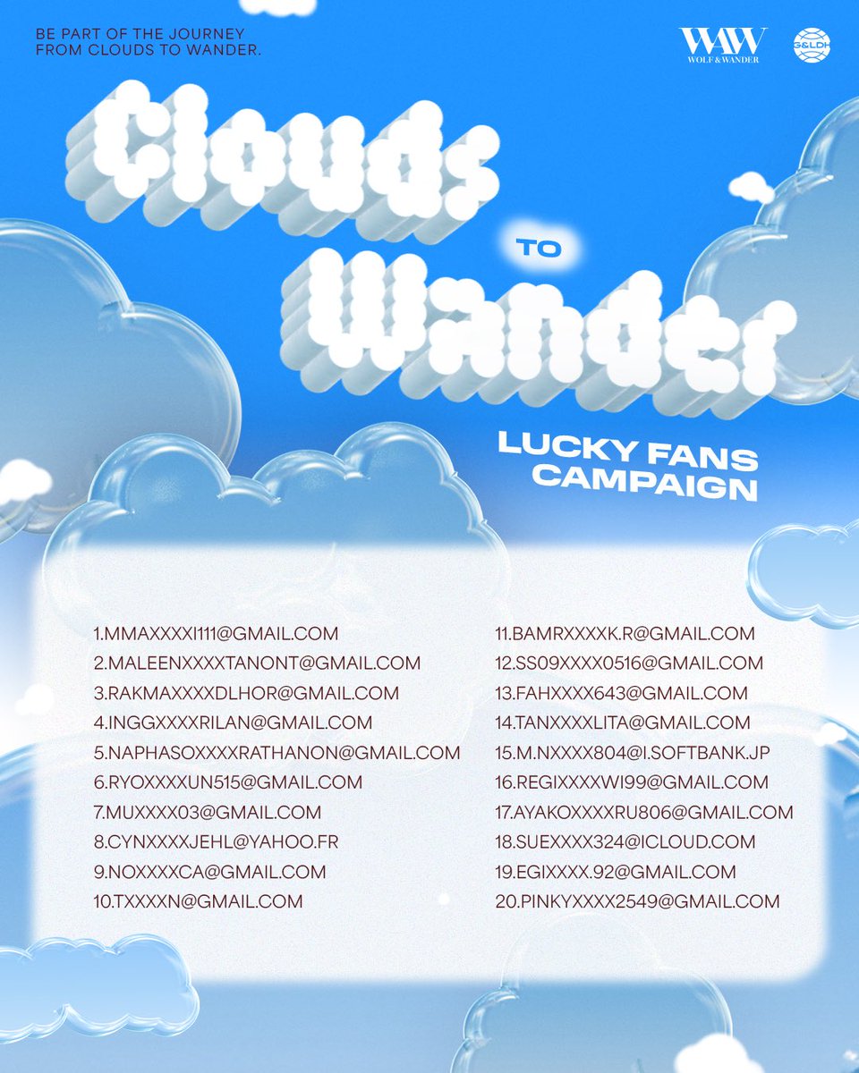 GLDHofficial's tweet photo. 🎉 Congratulations to our 20 Lucky Fans!
Thank you to everyone who joined our Lucky Fan Campaign and shared this special journey with us.
The exclusive gift will be sent to the email address you provided starting by 7 Jul 2026.
#CLOUDSTOWANDER
#WOLFANDWANDER
#GLDH https://t.co/yvZmRyKIdi
