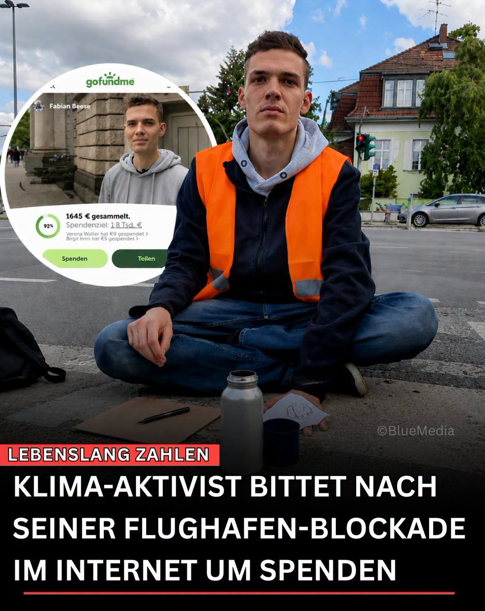 Eddie_1412's tweet photo. Aktivist, Fabian Beese, hat eine Spendenkampagne gestartet, um zumindest seine Anwaltskosten finanzieren zu können. Vor Gericht sagte er, dass er die wirtschaftlichen Folgen seiner Aktion deutlich unterschätzt habe und sich große Sorgen um seine Zukunft mache. https://t.co/EqI0nLrQub