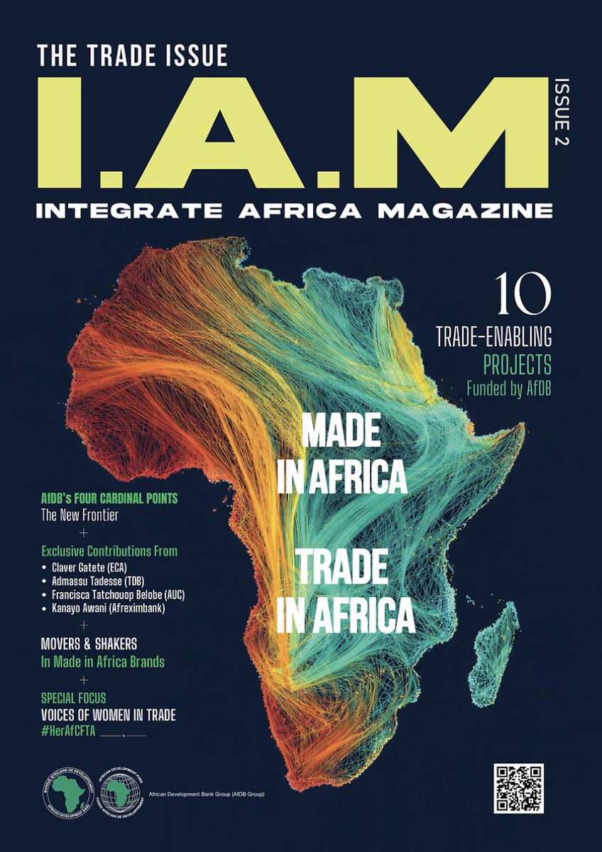 AfDB_Group's tweet photo. Today, we celebrate #AfricaIntegrationDay and Africa’s commitment to building shared prosperity. We are pleased to share the second issue of the @AfDB_Group’s Integrate Africa Magazine (I.A.M.).

This issue focuses on trade and champions Africa’s economic integration under the rallying theme: “#MadeInAfrica. #TradeInAfrica” -- from infrastructure to industrialisation, from policy to prosperity.

Access the magazine here: https://t.co/qj5yjL85Br