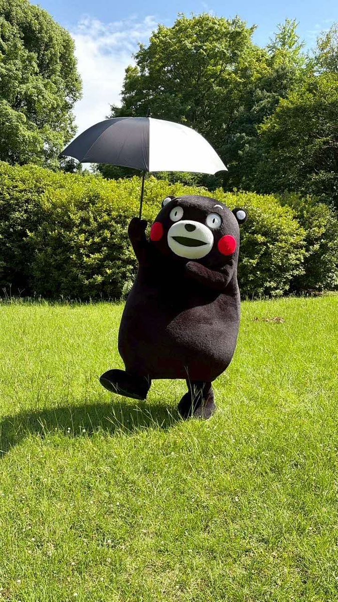 55_kumamon's tweet photo. 暑い日が続いてきたモン・・・外に出るときは日傘や帽子を使って、室内でもくまめに水分をとって、熱中症にならんごつ気をつけるモン！！ https://t.co/tUzpoy7exT