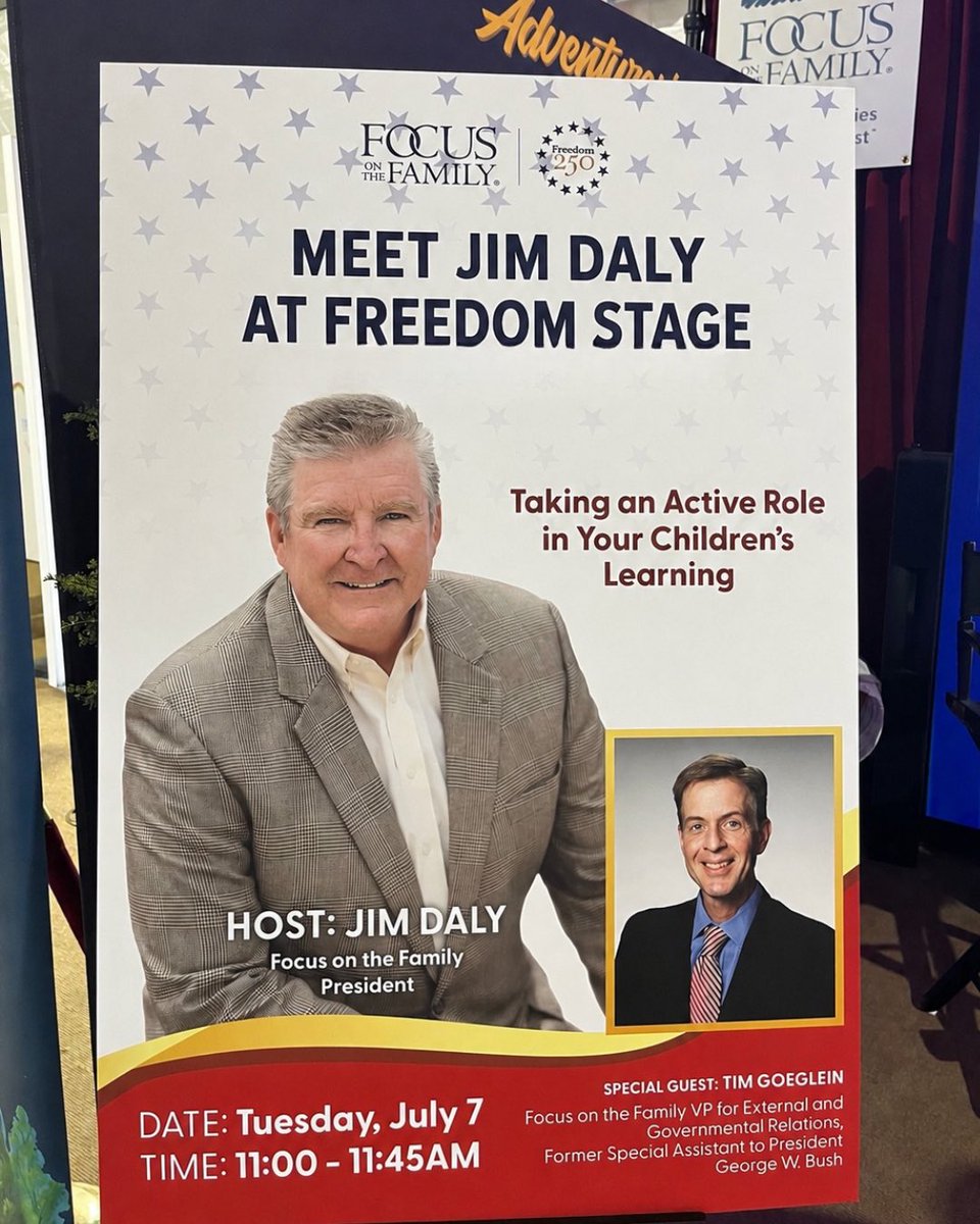 FocusFamily's tweet photo. If you’re in DC come watch this interview with our very own President, Jim Daly!

Freedom Stage at 11:00AM https://t.co/EcDDw57QmW