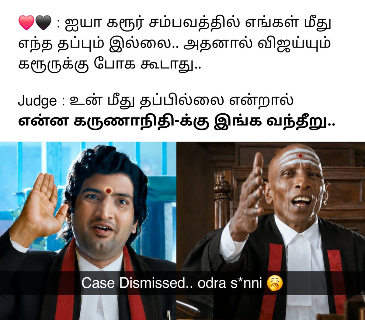 JD_Reloaded's tweet photo. DMK’s Case dismissed within 5 mins 🤭 https://t.co/nfbqO04jni
