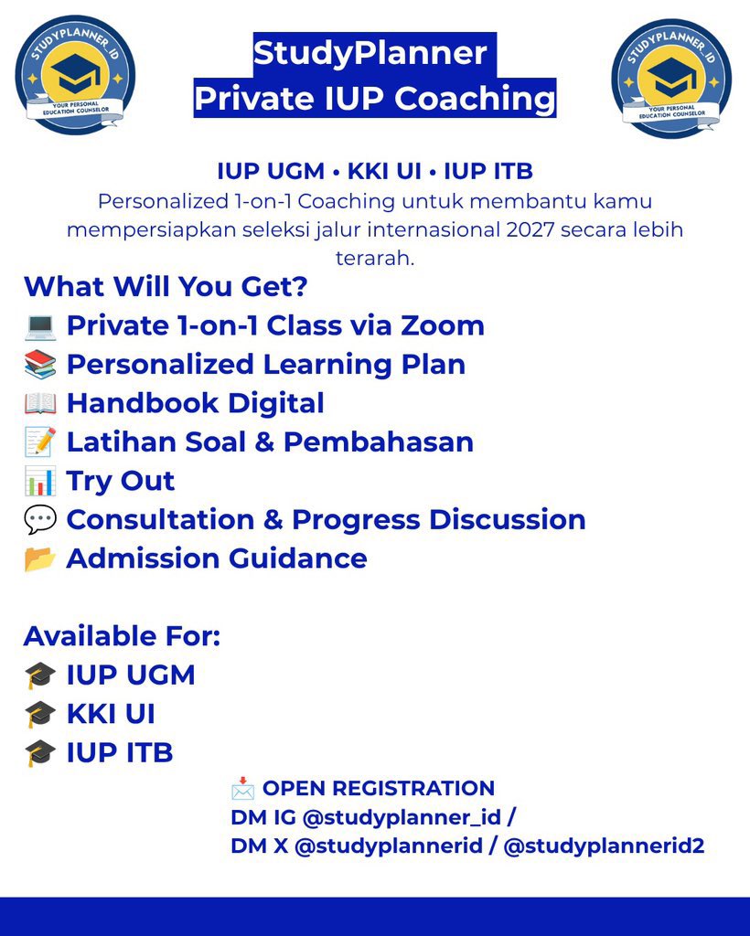 MentoringPTN - IUP - SOAL IUP ITB-IUP UGM-KKI UI tweet media