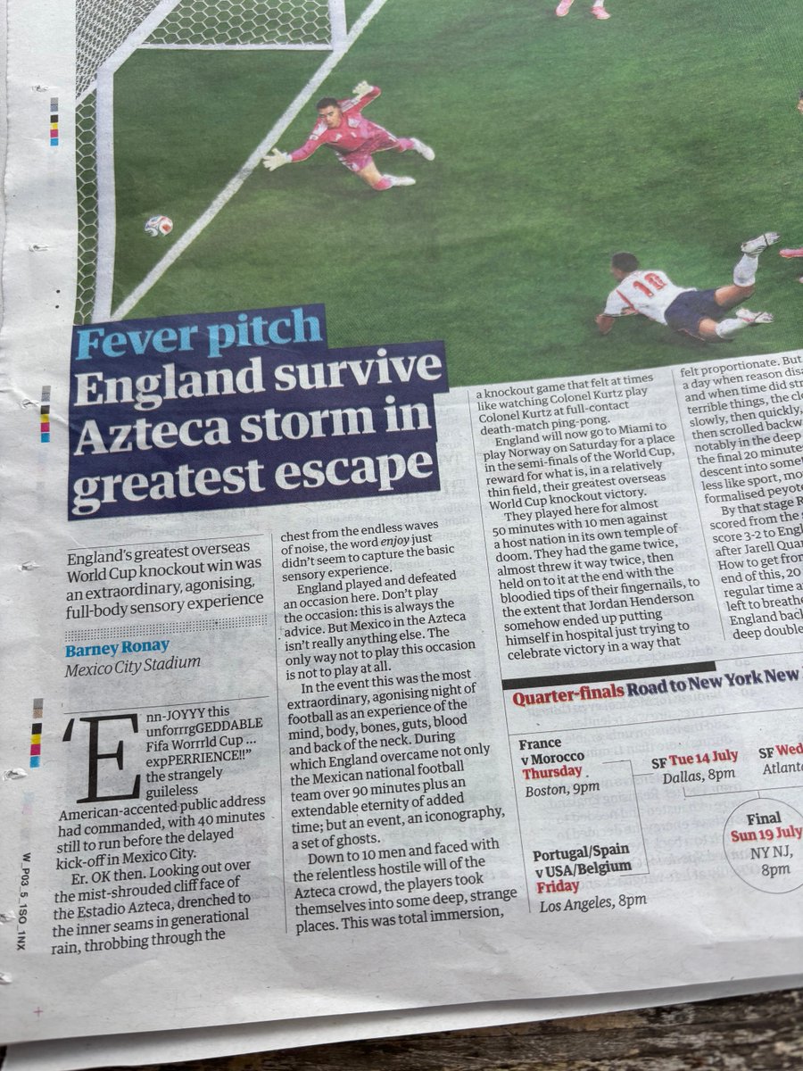 patmurphybbc's tweet photo. The best sportswriters impart that unique ‘I was there feeling’ &amp; this piece by @barneyronay in today’s @guardian is superb. Chapeau! https://t.co/43POMaxMge