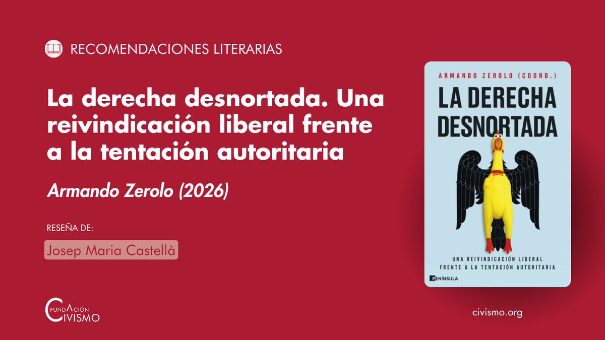 CivismoF's tweet photo. 📘 «La derecha desnortada», una obra que indaga en el tipo de derecha que es el PP y Vox. Del autor @azeroloduran (@ed_peninsula, 2026).

📲 Como cada martes, nueva recomendación literaria de @CivismoF, de la mano de Josep Maria Castellà.

Disponible en https://t.co/c9InJsop6I